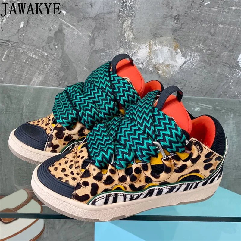 

High Quality Men & Women's Sneakers Flat Platform Tennis Shoes Leopard Graffiti Bling Bling Crystal Lover's Derby Shoes 35-45