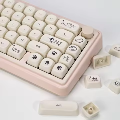 KBDiy Cute Dog Keycaps PBT Minimalist Style KOA Profile Custom DIY Alice ISO Keycap For 60 Wooting Gaming Mechanical Keyboard