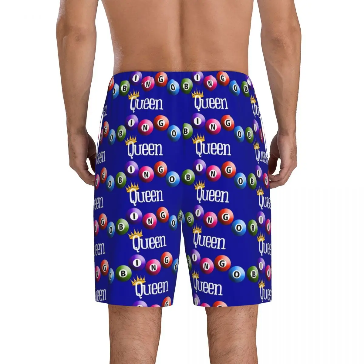 Custom Printed Men Bingo Queen Pajama Bottoms Paper Game Sleepwear Pjs Sleep Shorts with Pockets