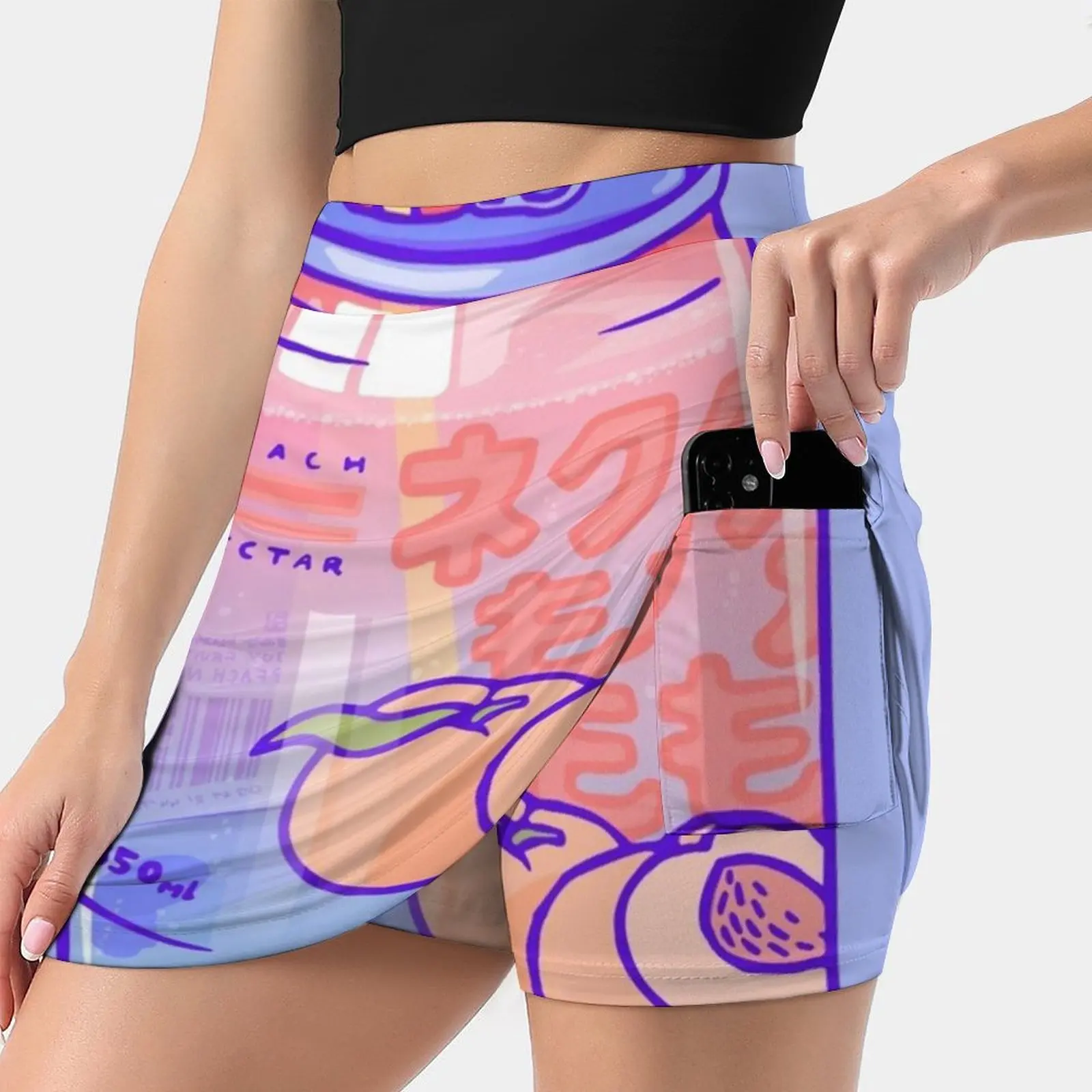 Women's skirt Sport Skort Skirt With Pocket Fashion Korean Style Skirt 4Xl Skirts Peach Soda Can Bubbles Treat Snack Cute