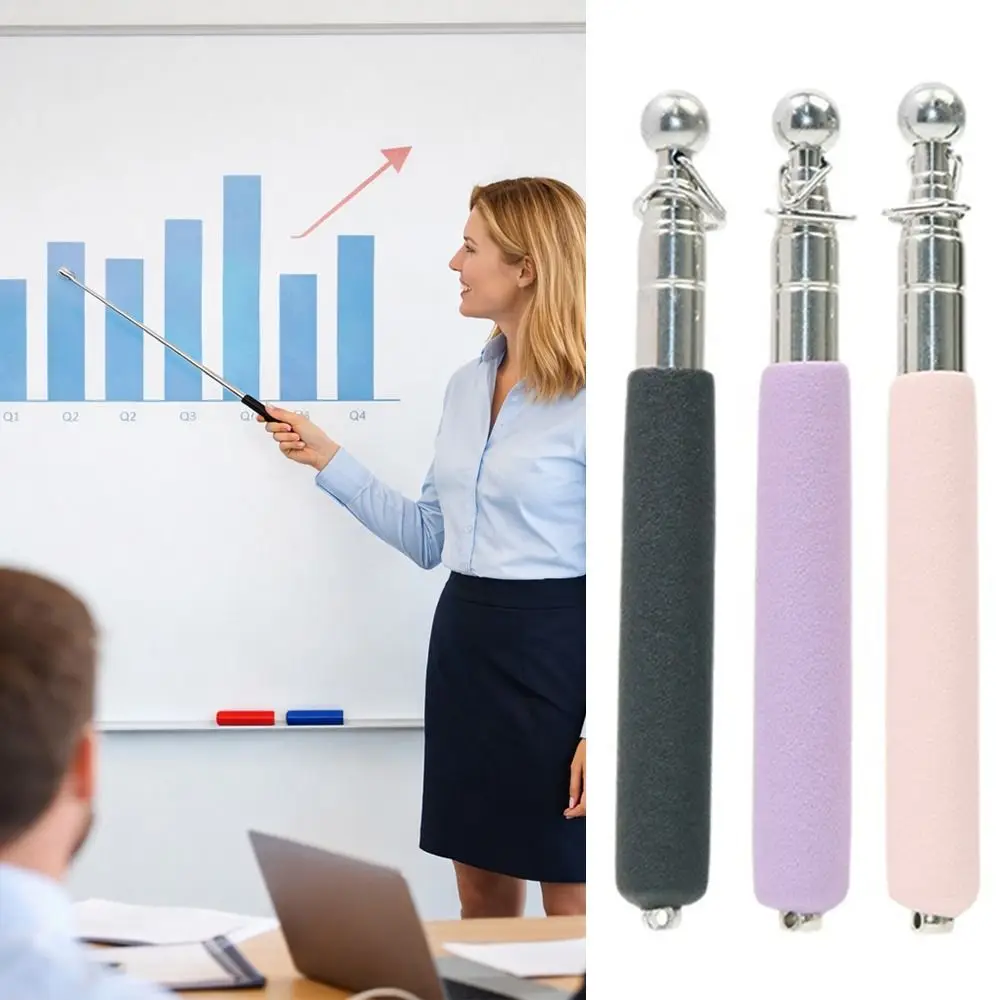Stainless Steel Tour Guide Flagpole Ultra Short Whiteboard Demonstration Teaching Stick Telescopic Rod Whiteboard Hand Pointer