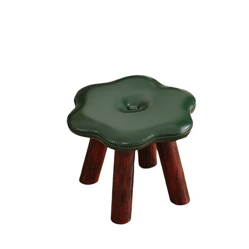 Household small stool living room simple oil wax leather surface small stool soft bag