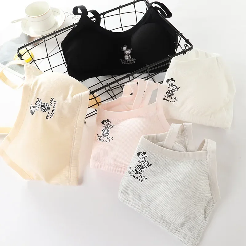 8-16 anni Reggiseni per bambini Giovani ragazze Intimo Reggiseni da allenamento per adolescenti Donna Cotone Bambini carino Reggiseno Tube Top Reggiseni sportivi per ragazza