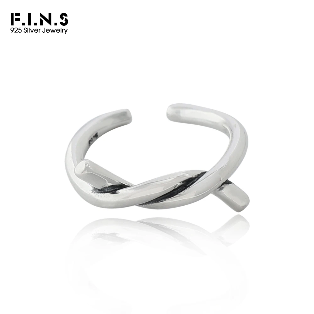 

F.I.N.S минималистичное ретро-старое кольцо из стерлингового серебра S925 для женщин, универсальное винтажное завязанное открытое регулируемое кольцо на указательный палец