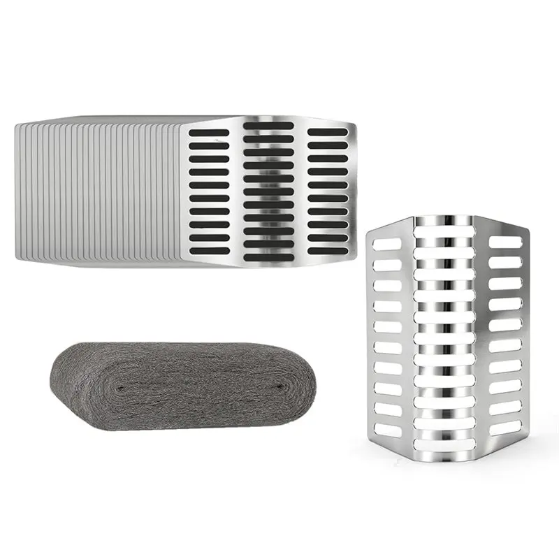 B08B-Flexible Drain Clog Prevention Disc- For Brick Wall Compatible 20PCS Weep Hole Covers With 1Pcs Steel Wool-Easy Installatio