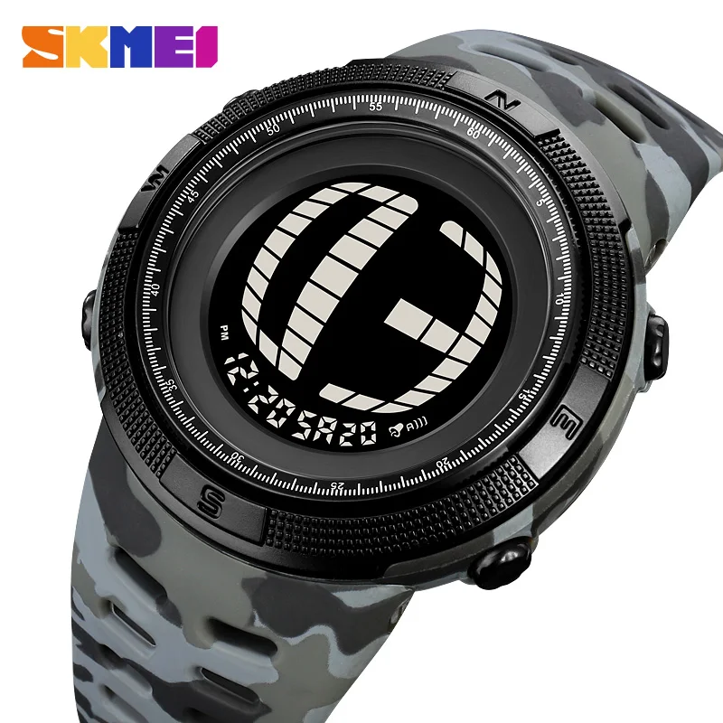 SKMEI 2076 Creative 3D Vision LED Display Dial Watches for Men Fashion Casual Waterproof Stopwatch Sports Digit Date Watch Male