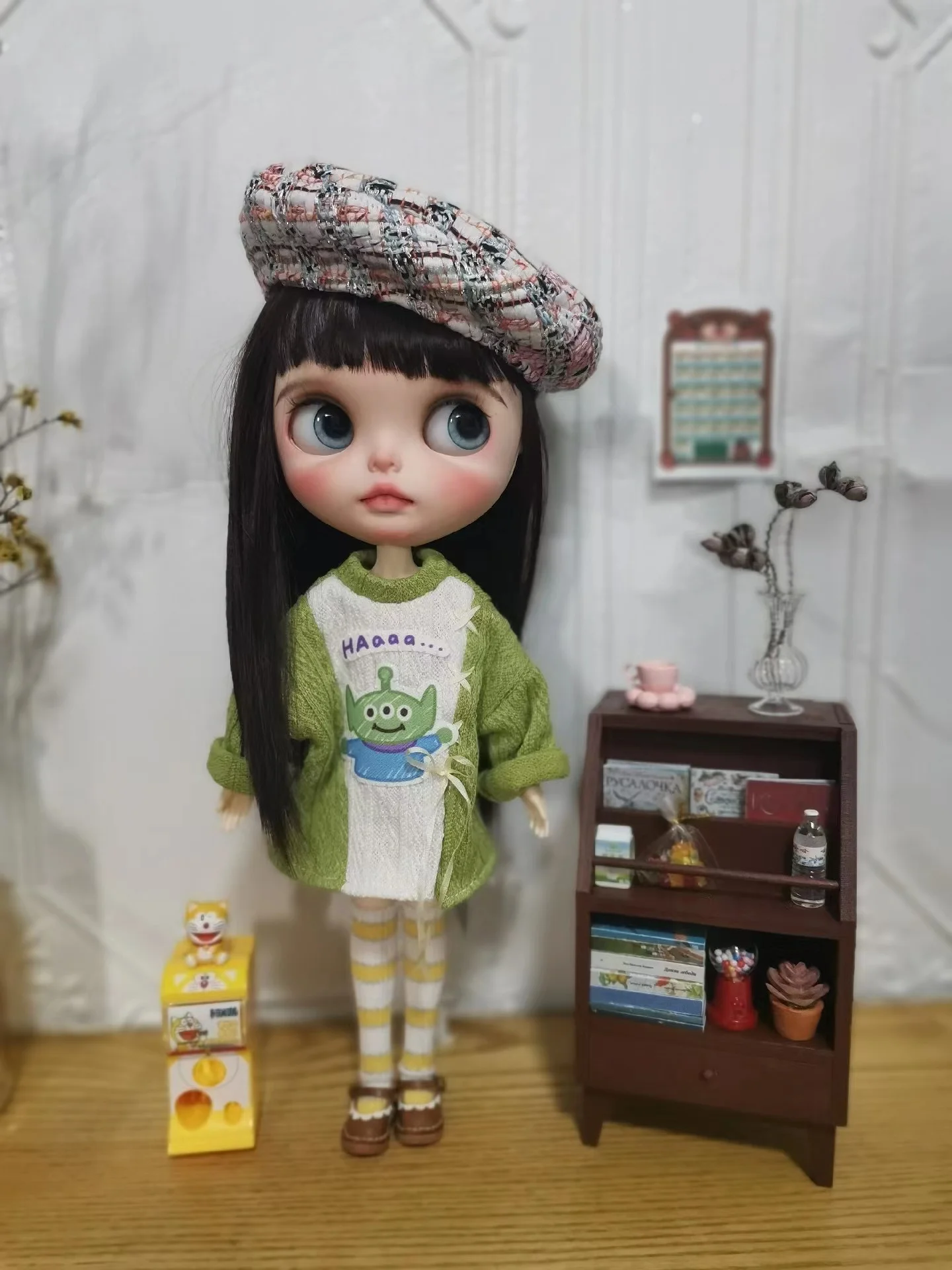 BJD Blythe Clothes green sweater 1/6 30cm  Dolls (Fit Pullip,Ob24,、Licca,)