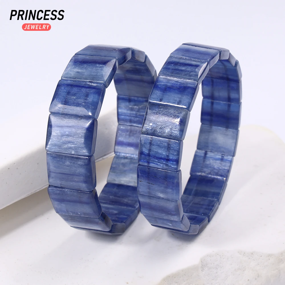 Natural Blue Kyanite Rectangle Beads 10x14mm & 12x16mm - Gemstone Bracelet Jewelry Making Supplies for DIY Unisex Accessories