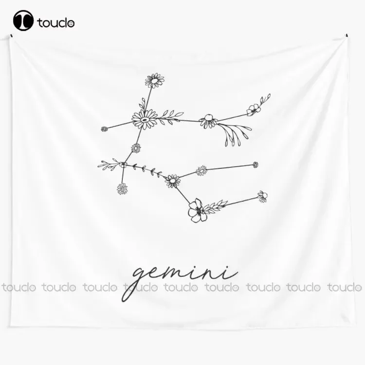 Gemini Zodiac Wildflower Constellation Tapestry Sports Tapestry Blanket Tapestry Bedroom Bedspread Decoration Wall Covering
