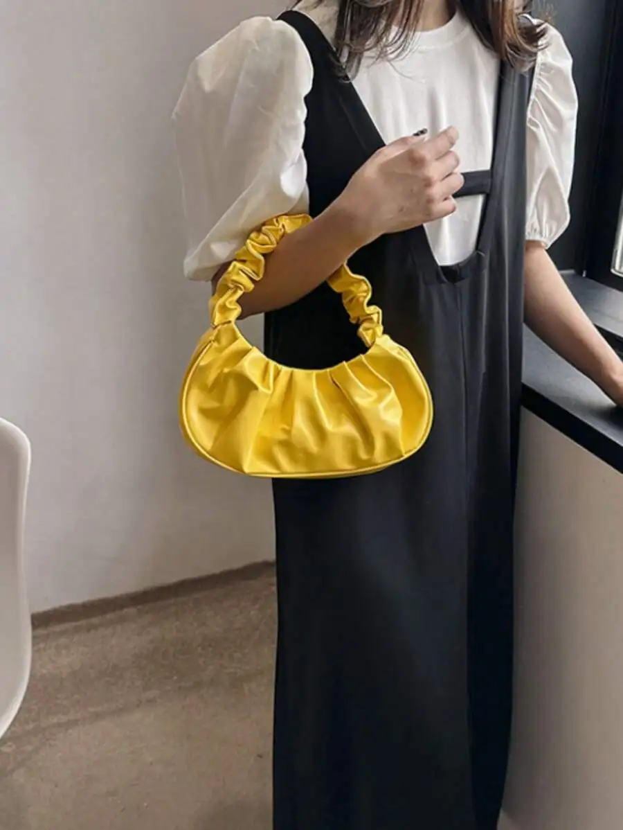 

Fashionable High Cost-Effective Ruched Cloud Bag, Solid Color Shoulder Underarm Bag, Versatile Solid Color Handbag For Women