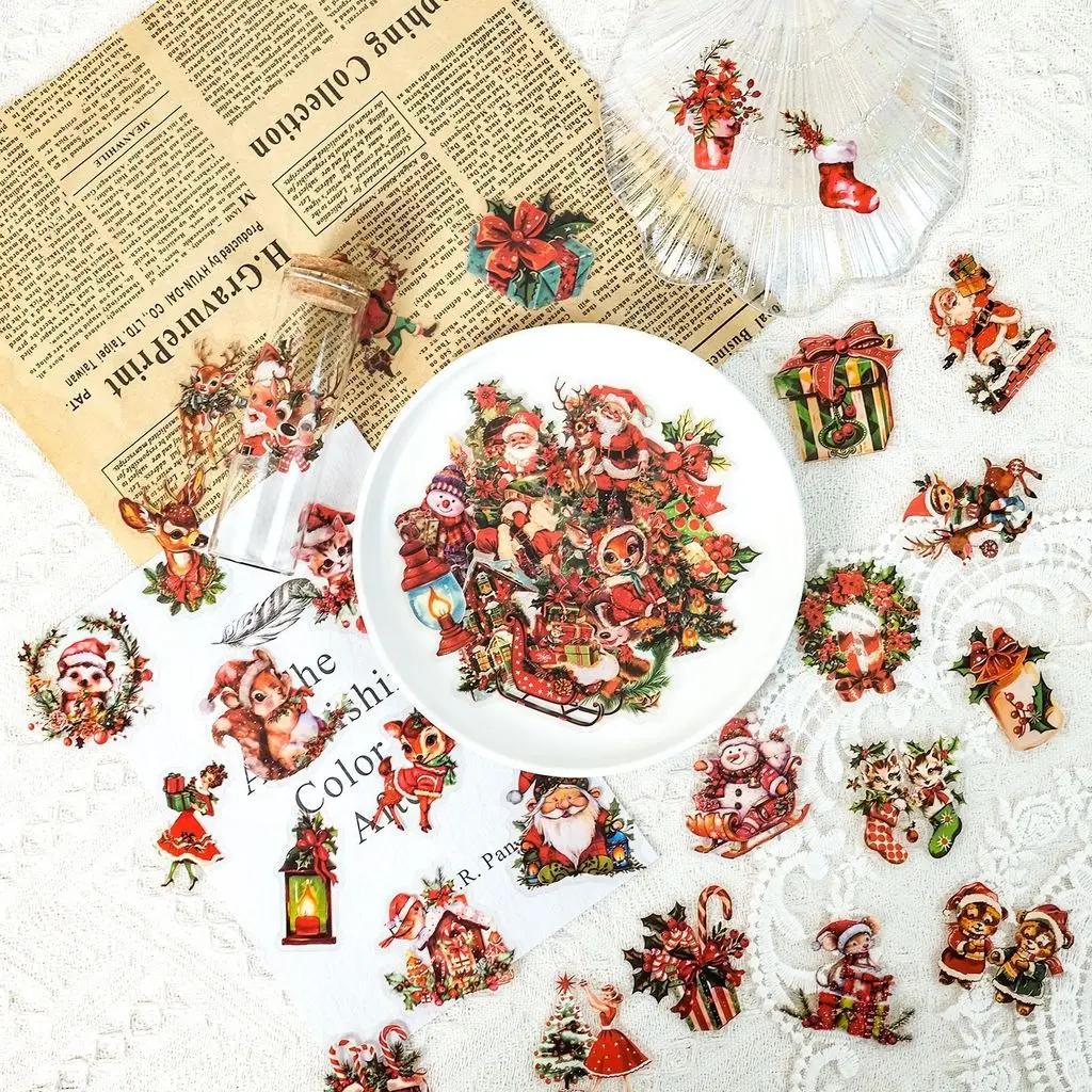 50Pcs Santa Claus Gift PET Stickers, Christmas‑themed Decals, Creative DIY Embellishments for Journal Craft Giajar Sticker Store