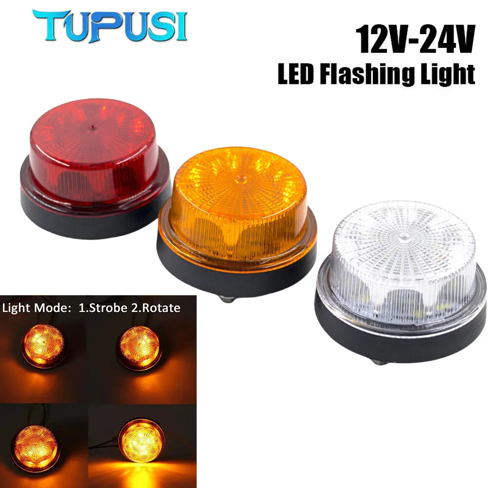 

12V 24V LED Round Warning Flashing Strobe Emergency Light Alarm Lamp Truck RV