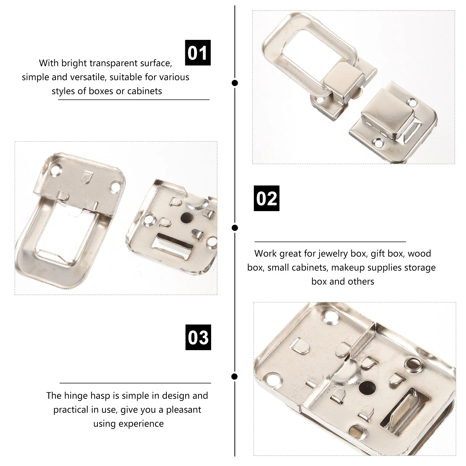 

6Pcs Transparent Lock Buckles Jewelry Box Hasp Latches Clear Clasp for Wooden Small Cabinets DIY Craft Storage Box