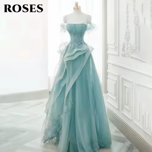 ROSES Sage Green Prom Dress Appliques Tulle Celebrity Dresses Tiered Pleat Women's Evening Dress Sweetheart Formal Gown 프롬 드 - Image 8
