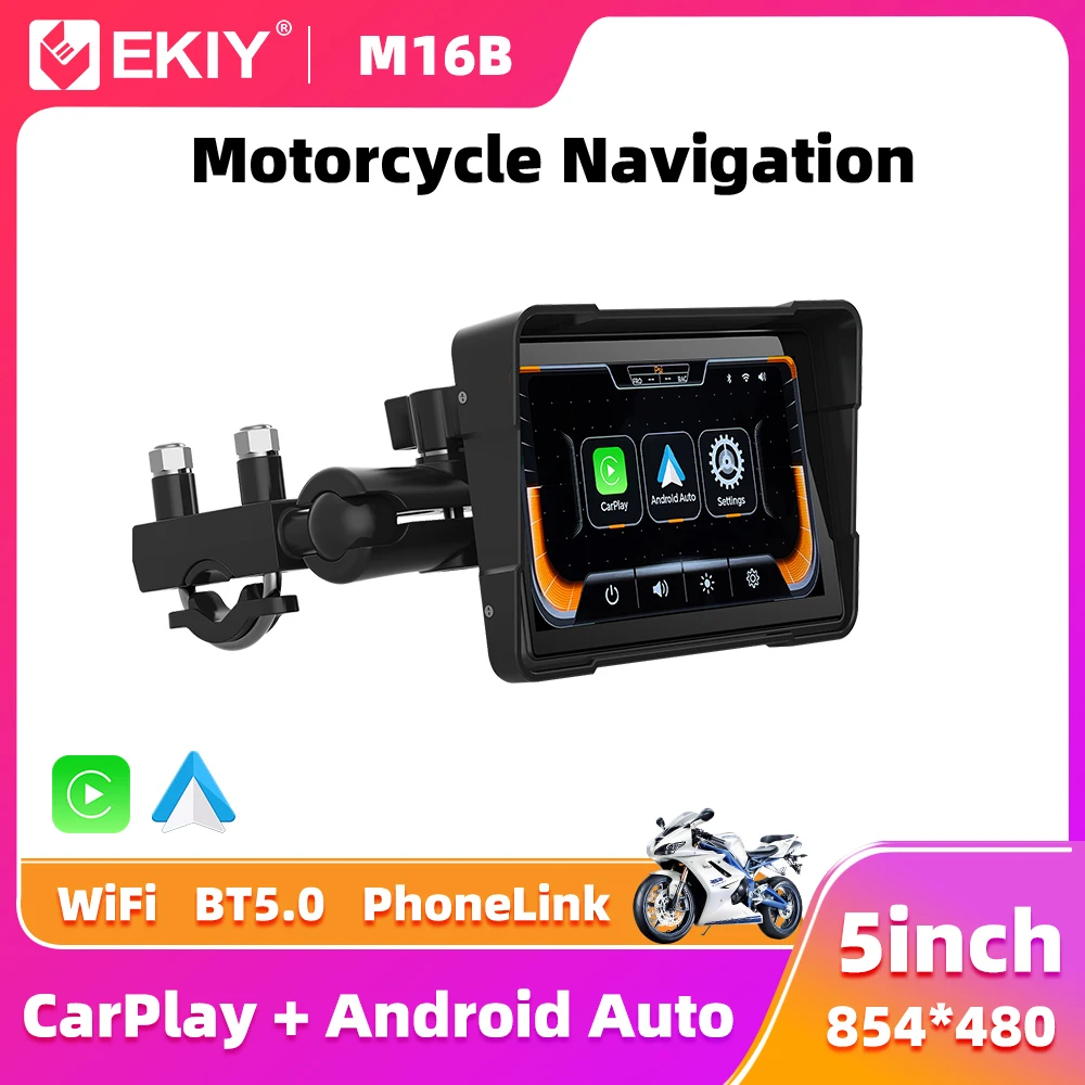 EKIY 5.0 بوصة لاسلكية CarPlay Moto Android Auto محمولة رقمية للدراجات النارية لوحة القيادة GPS والملاحة شاشة عرض TPMS