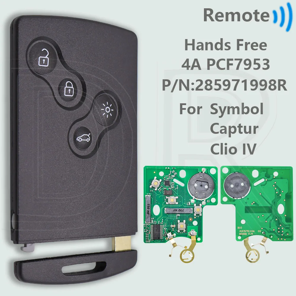 DR Half Smart/Handsfree ID46 4A PCF7953M Slimme Auto Afstandsbediening Sleutel Voor Renault Megane Laguna Grand Scenic fluence Clio IV Captur
