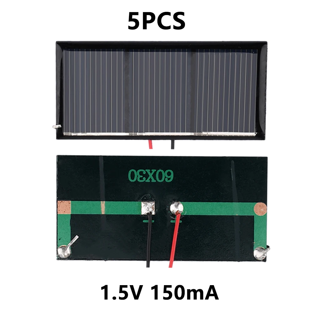 5PCS Mini Solar Board 2V/1.5V/3V/5V Solar Cells 54*54mm/60*30mm/65*48mm/68*37mm Solar Panel A-grade Polycrystalline Silicon