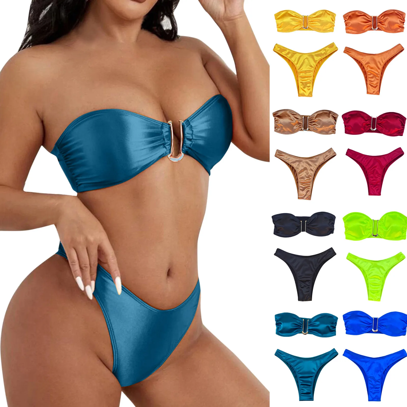 Women Bandage Bikini Set Push Up Brazilian Bandeau Swimwear Swimsuit Sexy Bikiniwear Beachwear Bikini