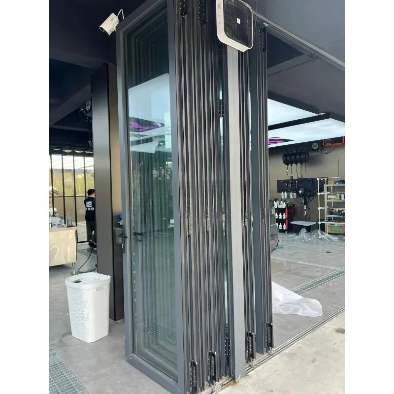 Energy Efficient Double Glazed Aluminium Bifold Door French Windows Hinged Sliding Stacking Glass Doors For Home  Commercial Use