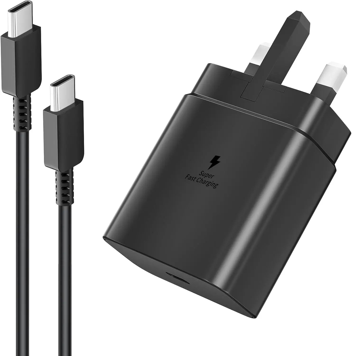 Cargador Superrápido de 45W con USB Tipo C para Samsung Galaxy S25 Ultra/S25+/S25/S24 Ultra/S24+/S24/S23 Ultra/S23/S22/S21