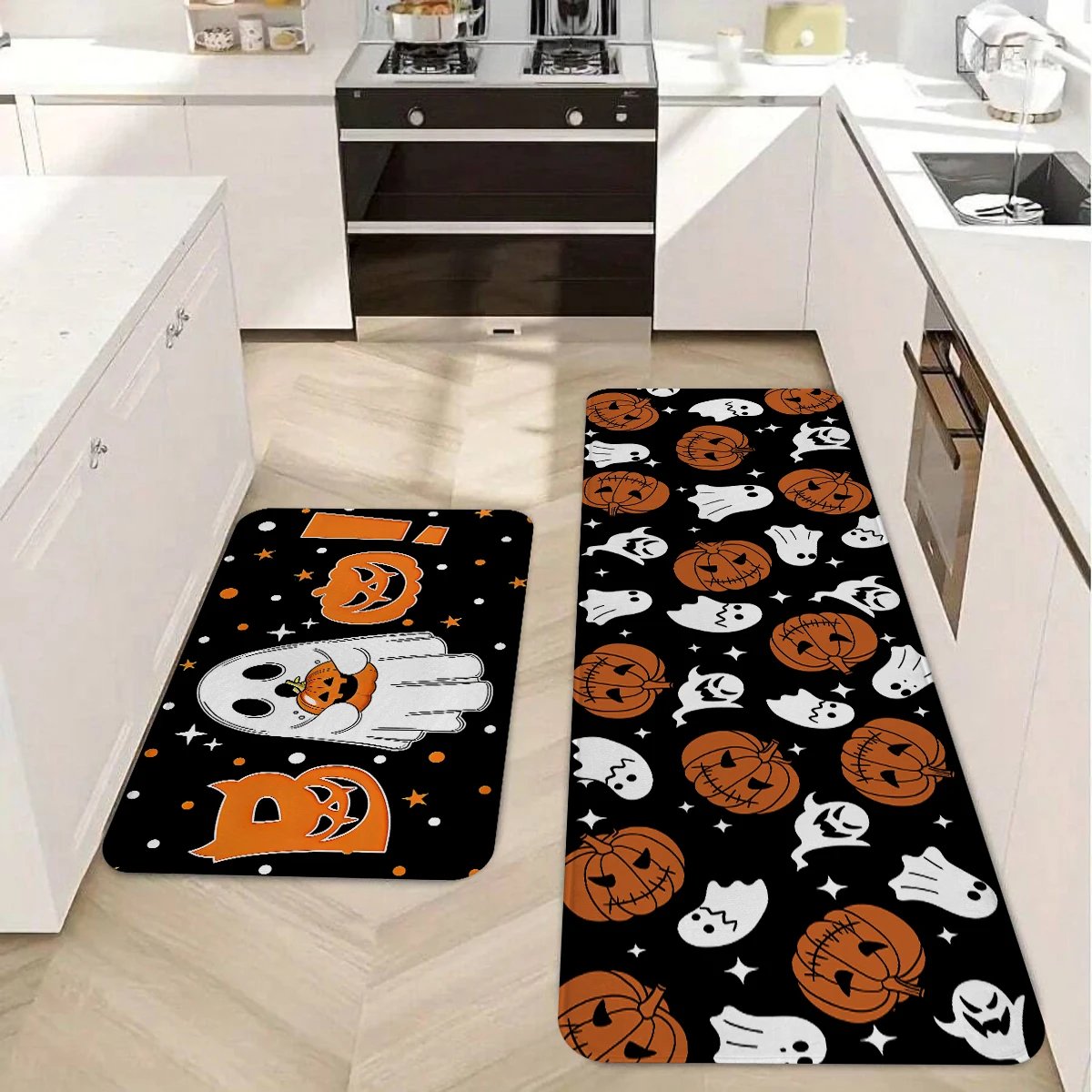 1/2/3 قطعة مجموعة سجادة أرضية بتصميم شبح الهالوين وعيد الموتى، سجادة مطبخ لتزيين المنزل، مناسبة للمطبخ،