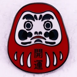 Cute Japanese Traditional Mascot Badge Red Daruma Doll Enamel Pin Brooch Jewelry for Men Women