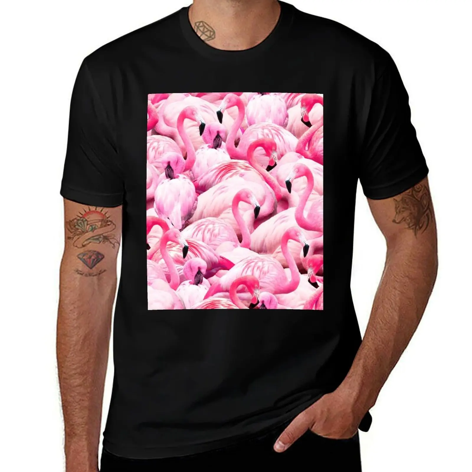 

Flamingo Party T-Shirt man clothes anime figures customizeds anime tshirt mens white t shirts