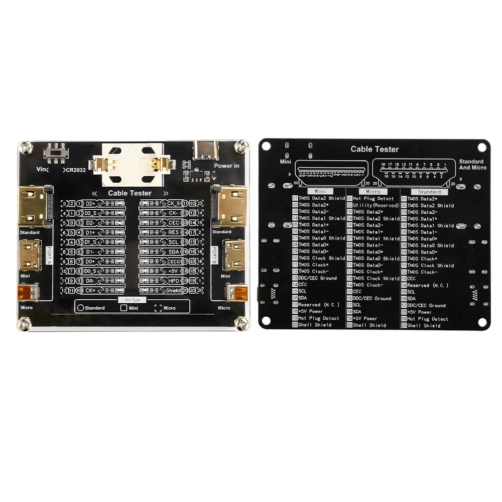 DC3-12V tipo-c testador de cabo placa de detecção de linha de dados usb para tipo-a tipo-b ferramenta de teste liga-desliga de falha de desconexão de curto-circuito