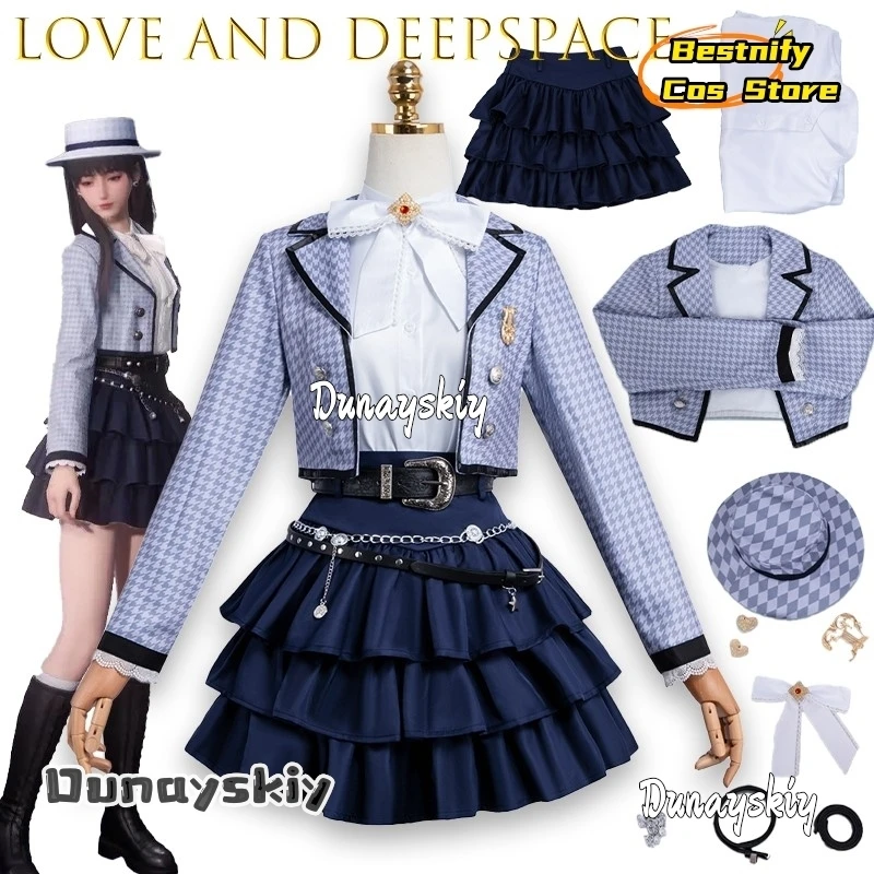 

BLove and DeepSpace Cosplay Costume Anna zhang Online@Anime Game Character Roleplay Outfit jirai kei Mini Skirt Woman Chain Y2K