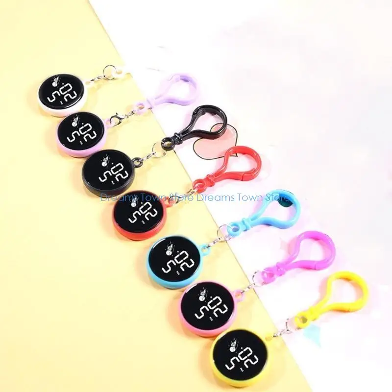 HX6A Unisex Electronic Hanging Watch Keychain Pocket Watch Digital Clock Kids Gift