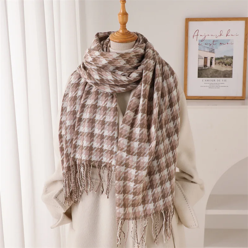 Scottish styleWarmer Scarf For Women Winter Tassel Pashmina Shawl Fashion Long Warps Autumn Elegant Ladies Blanket