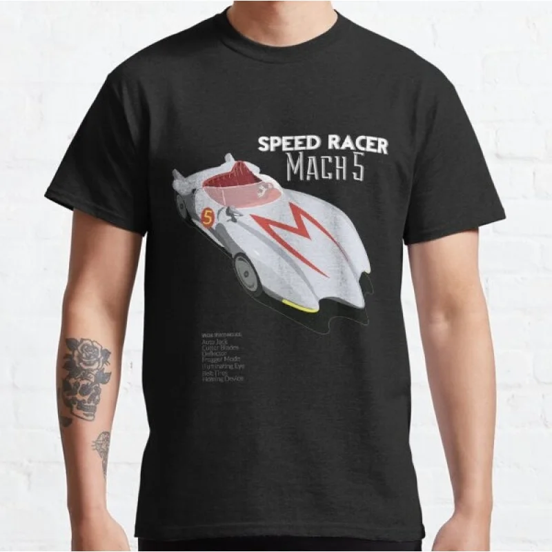 

0307 Mach Go Go Go graphic tee Manga Speed Racer Anime T shirt for men Cartton Large size Tops 100% cotton printed Y2K Clothes