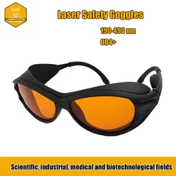 Gafas de seguridad láser azul, lentes protectoras para ojos, 190-490nm, OD4 + CE, 450nm