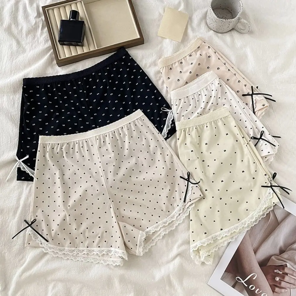 

Simple Elastic Mid Waist Safety Pants Anti Exposure Soft Polka Dot Shorts Loose Breathable Summer Safety Shorts Daily Wear