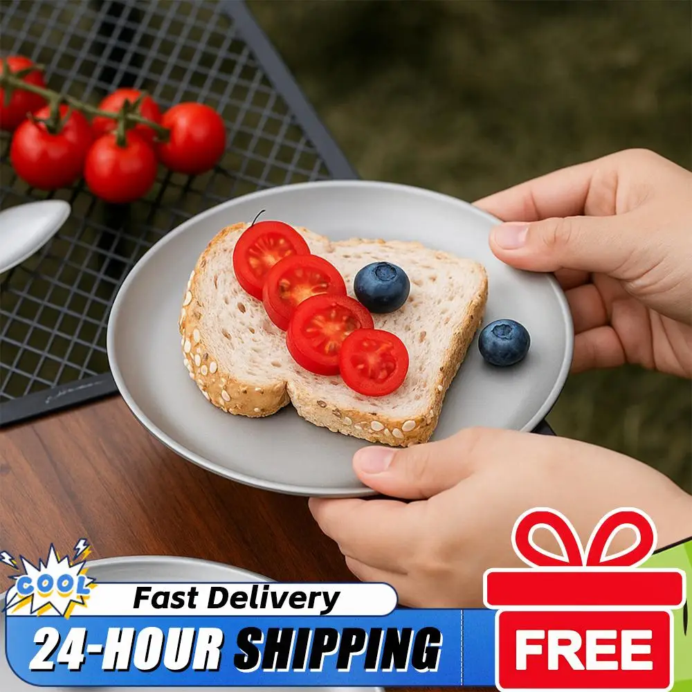 Titanium Purification Plate Portable Travel Tableware Lightweight Outdoor Fruit Salad Plate Rust Proof Creative Home Dish Plate