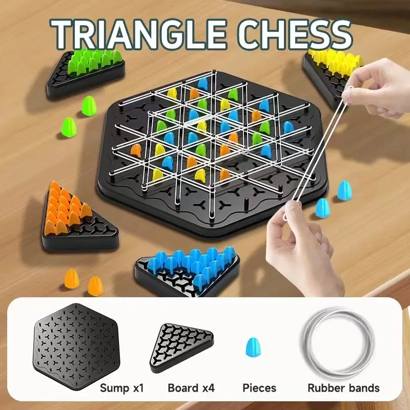 Chain Triggle Chess Game Triggle Rubber Table Game Toy for Kid Interactive Board Game Battle Set for Family Party Gift