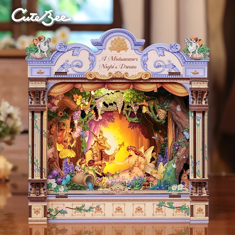 CUTEBEE Miniature DIY Booknook Kit for Adults 3D Wooden Dollhouse Bookshelf Insert Home Decor Puzzle Unique Gift Idea
