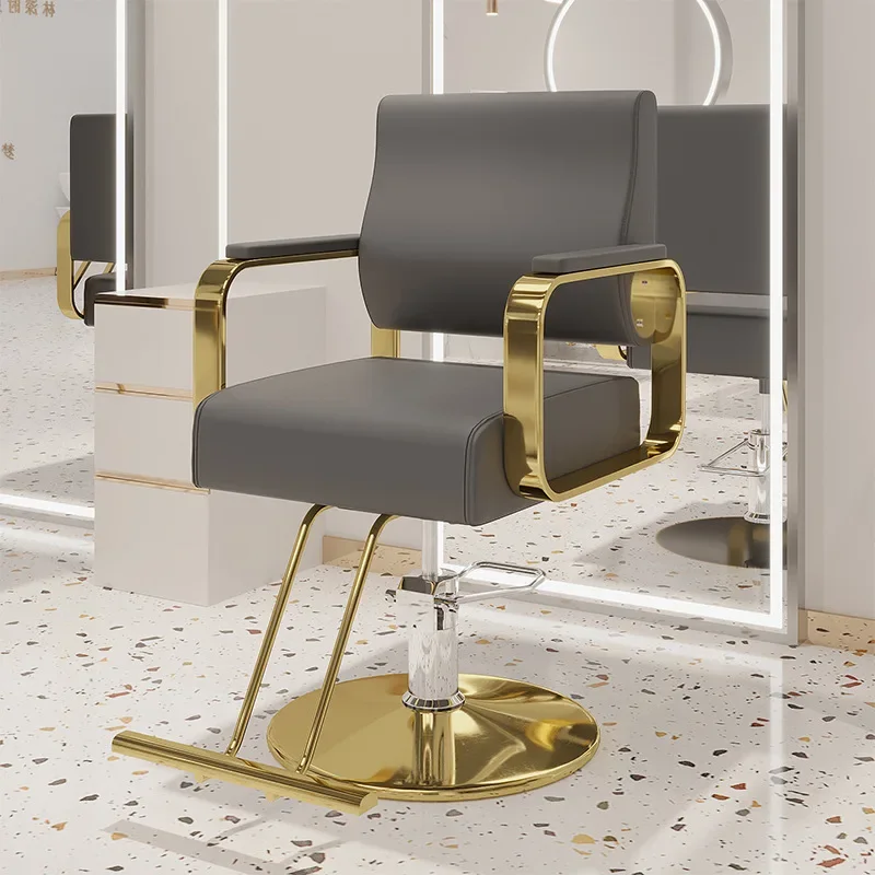 

*/--design Gold Base Salon Furniture Barber Chair Hair Dyeing Perm Barber Chair 360 Degree Rotate Revolve Black Barber Chair