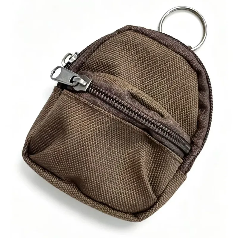 Candy Color Zipper Storage Bag with Keychain Lightweight Nylon Mini Pouch Portable Coin Change Purse for Daily Carry