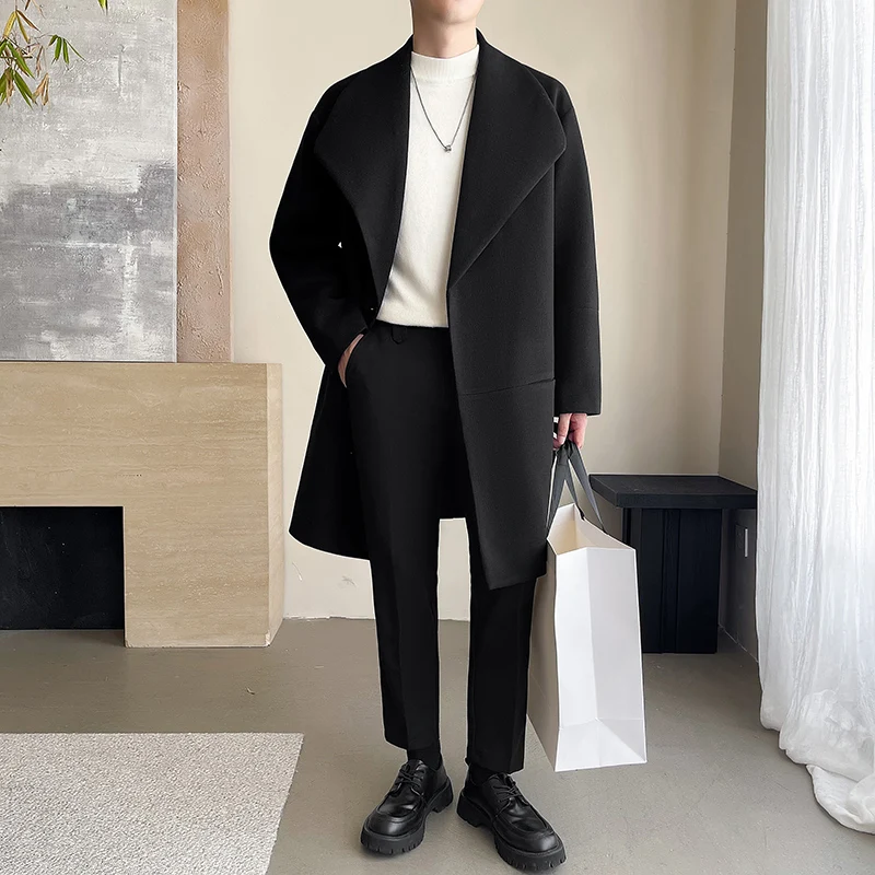 Trench men 2025 New Men Overcoat Windproof Warm Single Breasted Mid Length Two Button Overcoat Collar Wool Fabric Winter Coat 4 Trench men 2025 New Men Overcoat Windproof Warm Single Breasted Mid Length Two Button Overcoat Collar Wool Fabric Winter Coat 4