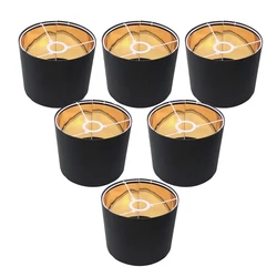 6 pz paralumi piccolo lampadario tamburo di lino nero oro sfumature Set per lampadine E27 5.5 pollici Retro Clip-on Drum paralumi