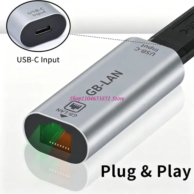 RJ45 Female Ethernet Bridge for Compatible USB C Equipment, Three Speed Support, No Separate Driver Installation and Rounded