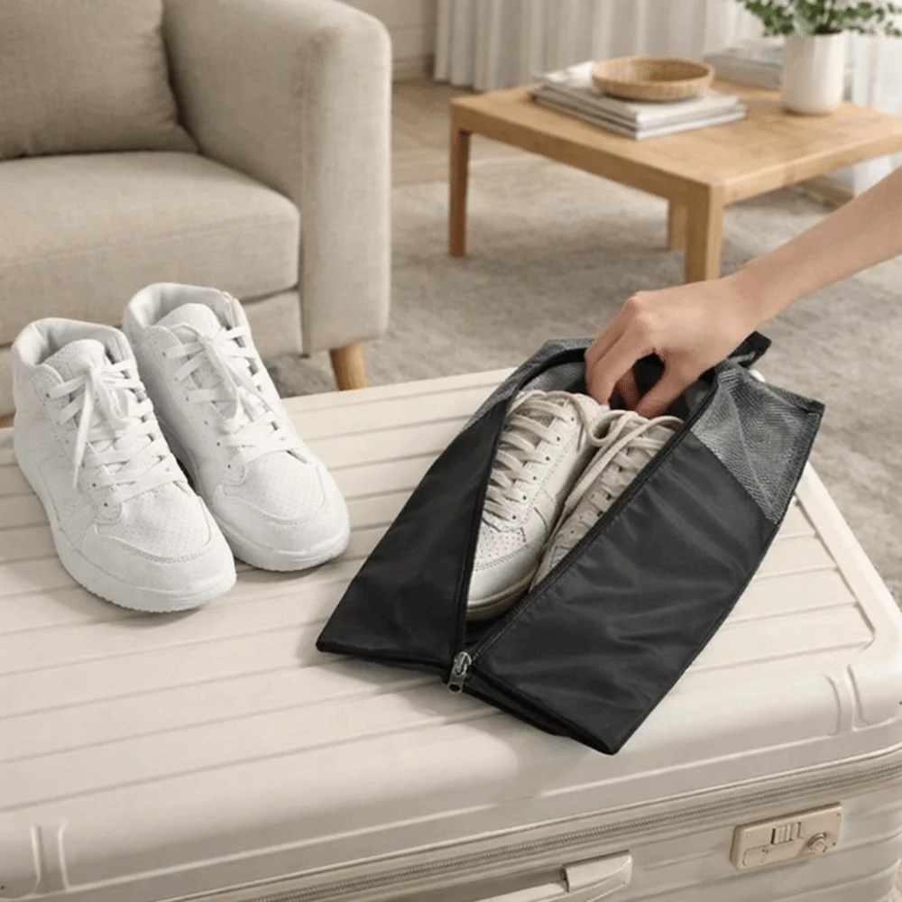 

Durable Handheld Shoe Storage Bag Wide Opening Large Capacity Shoes Pouch Waterproof Space Saving Shoes Organizer Daily Use