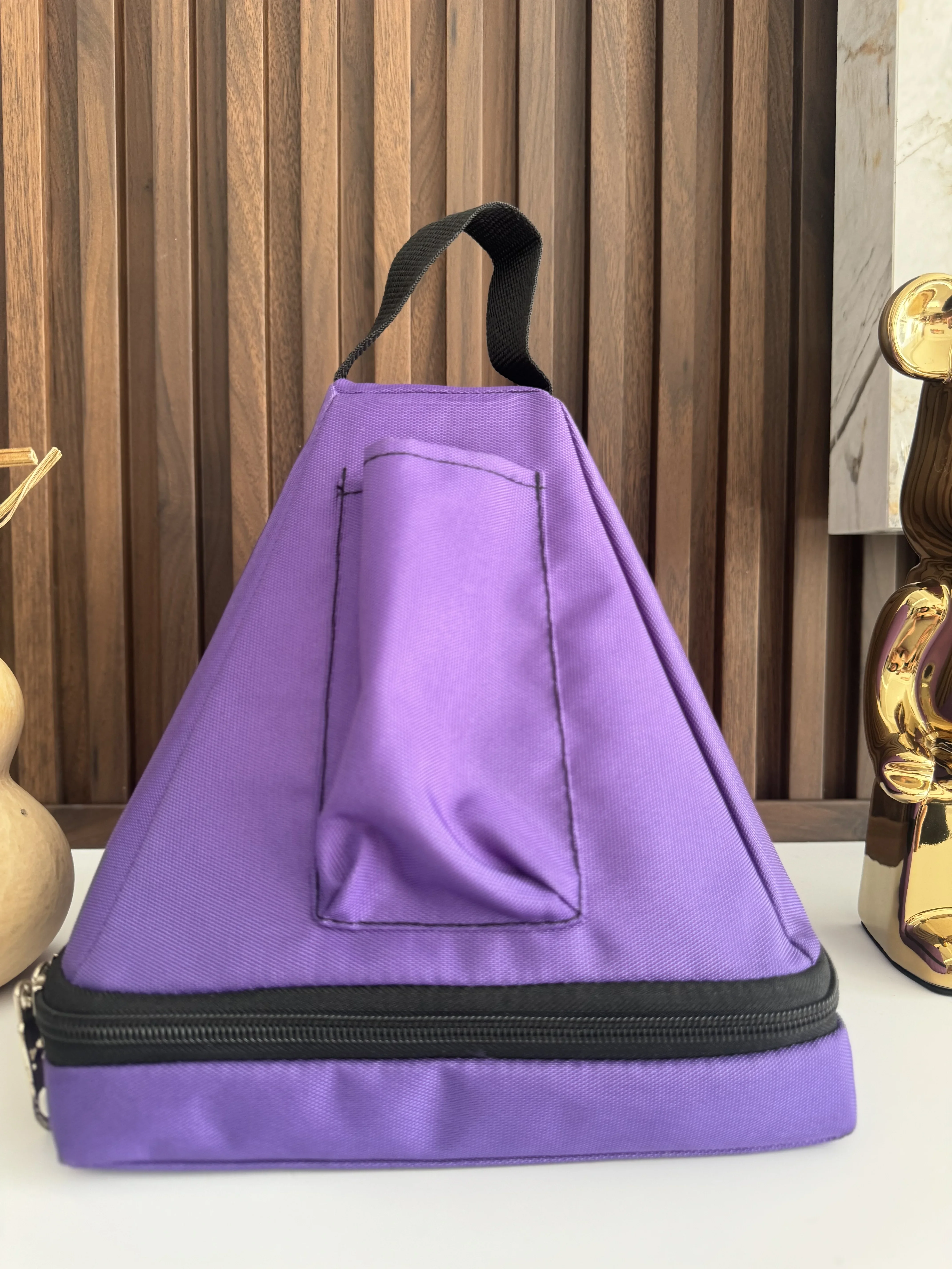 YUNQIQINGYIN Heavy Duty Purple Canvas Carry Case for Crystal Singing Pyramid, Protective Storage Bag Sound Healing Accessory for Safe Transport Yoga Meditatio