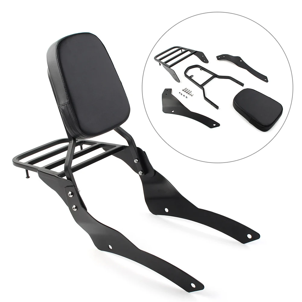 Detachable Backrest Sissy Bar Luggage Rack w/ Pad For Yamaha V Star XVS 400 650 Classic 1998-2022 Black Motorcycle Accessories