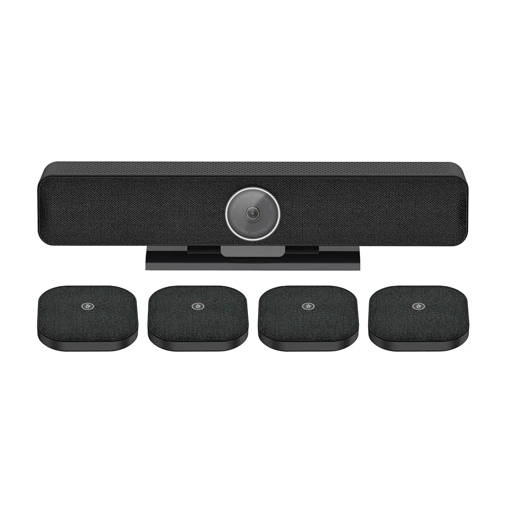 Barra de som de vídeo 4K multifuncional com rastreamento AI e microfones sem fio expansíveis