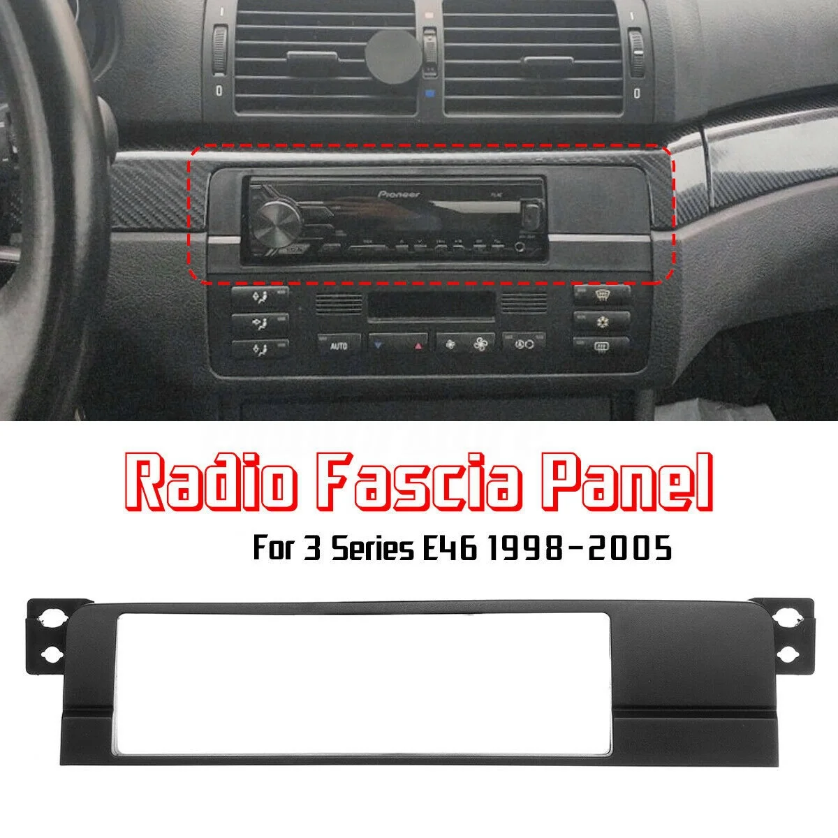 1 Din Car Stereo Radio Fascia Facia adattatore piastra pannello per-BMW serie 3 E46 1999-2006