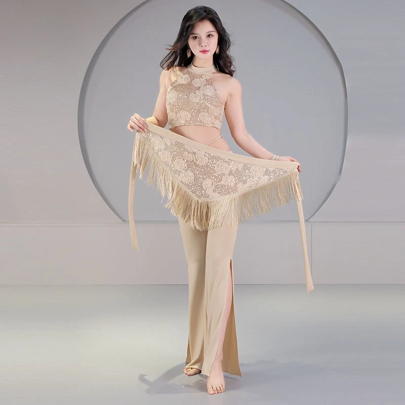 Fata sexy paillettes fiore 3D vestito di danza del ventre danza orientale pratica performance gruppo usura