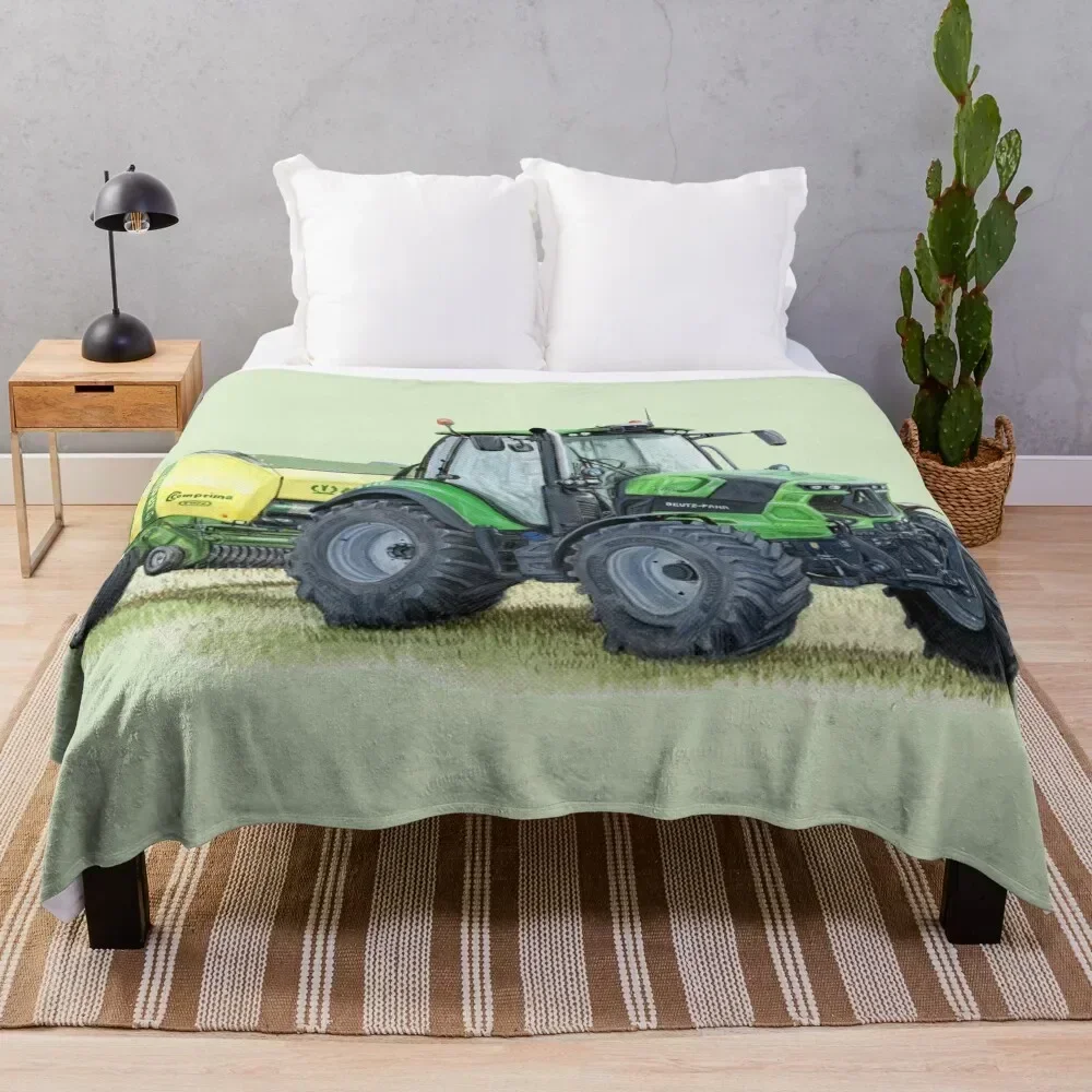 

Green Tractor Painting Throw Blanket Versatile Cozy Throw Blanket for All Occasions