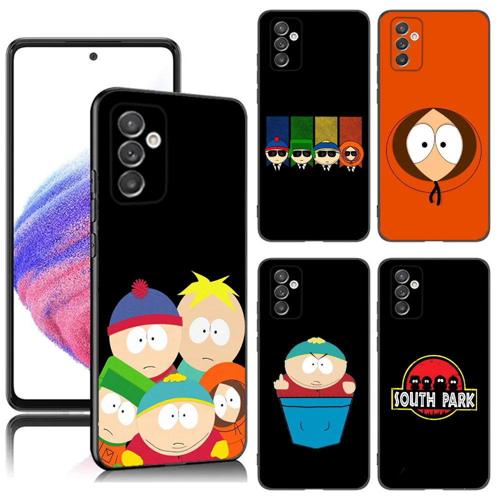 Cartoon Funny S-South-P-Park Phone Case For Samsung S24,23,22,30,21,10,9,Ultra,Plus,Lite,FE,5G Black Soft Case